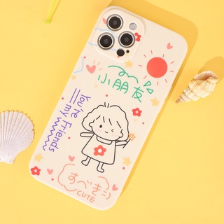 Ốp lưng iphone cạnh vuông hình vẽ cute dành cho iphone 6 đến 16promax - E83