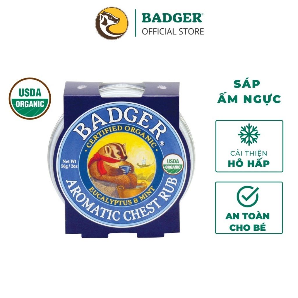 Mô tả Sáp dầu bôi ấm ngực hữu cơ BADGER organic Chest Rub balm -  21g - 1