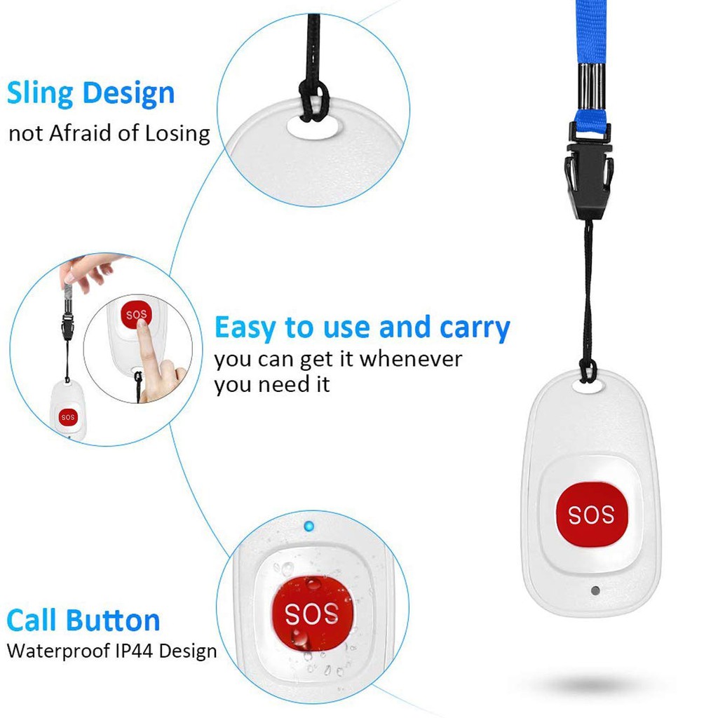 Ảnh Nút gọi khẩn cấp RETEKESS TH001 không dây 500ft dùng với đồng hồ nhận T114 và T128 cho người chăm người già/ bệnh nhân 2