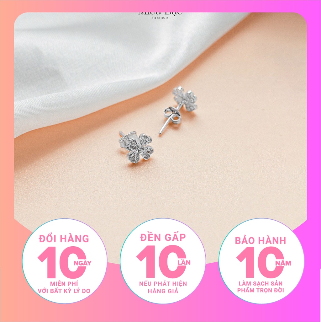 Bông tai bạc nữ Cỏ May Mắn E044