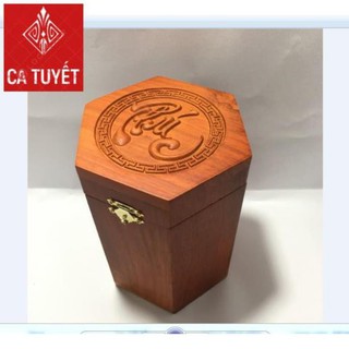 HỘP ĐỰNG CHÈ BẰNG GỖ HƯƠNG CHỮ PHÚC LỤC GIÁC LOẠI CAO TO - ẢNH THẬT MẪU MỚI