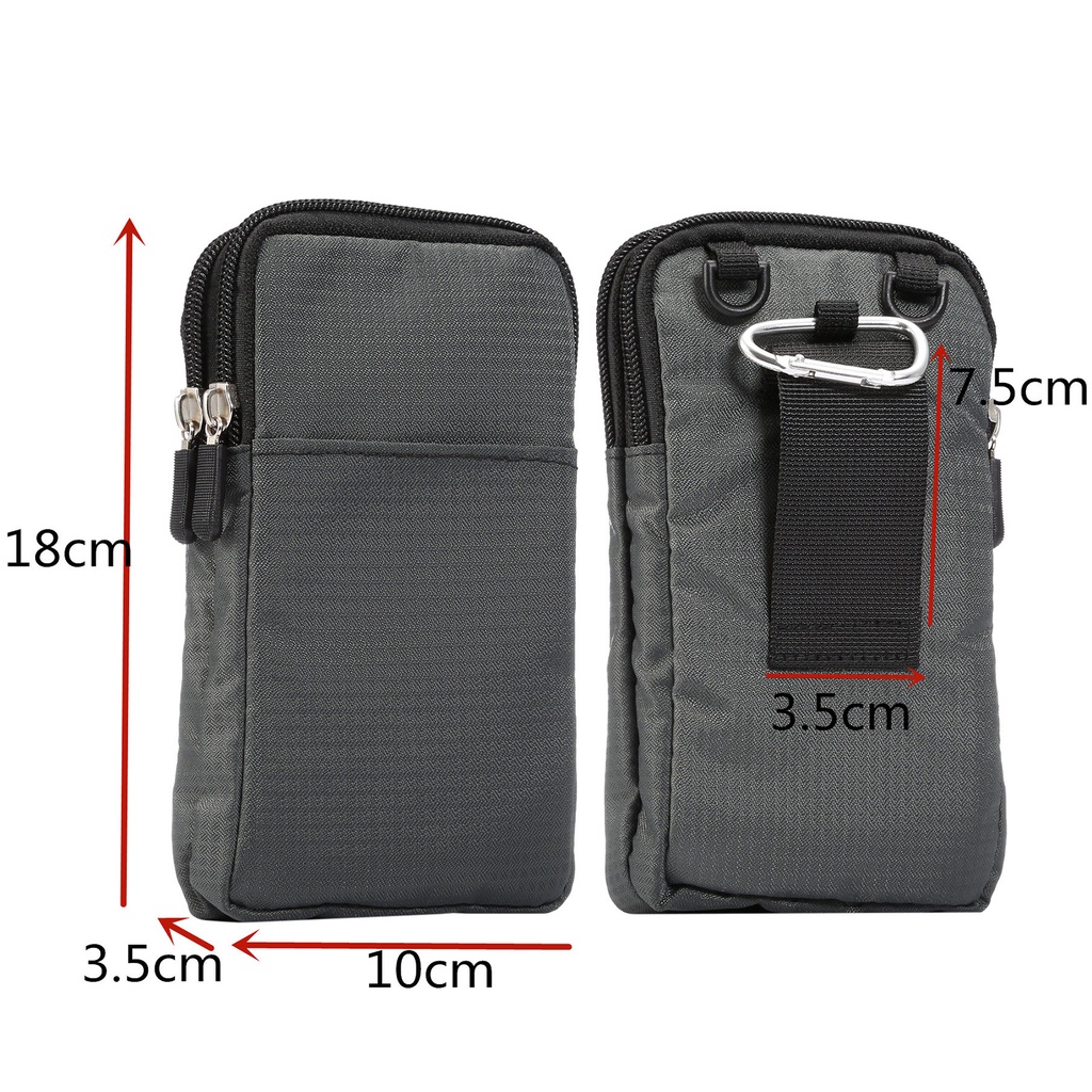 Đa Năng Cho Tất Cả Dưới 4.7-7.2 inch Điện Thoại Di Động Túi Ngoài Trời 3 Túi 2 Dây Kéo Ví Thắt Lưng Kẹp Túi Cho Điện Thoại Thông Minh