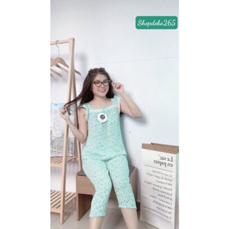 Đồ bộ nữ,đồ ngủ mặc nhà lửng vải lụa mango họa tiết hoa nhí dễ thương size 45-57kg