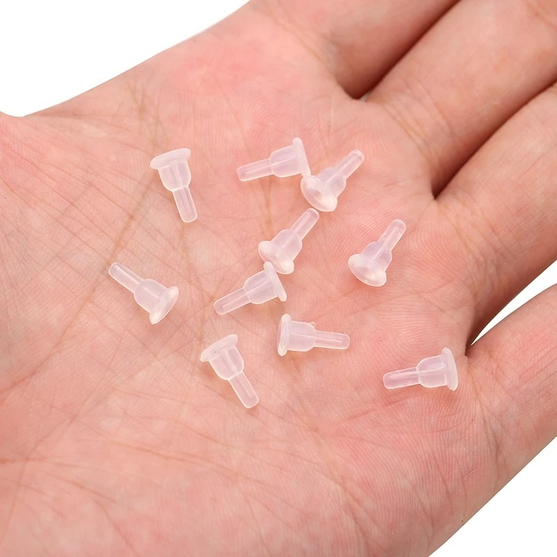 Set 10 Nút Tai Bằng Cao Su Silicon Mềm Trong Suốt Không Gây Dị Ứng An Toàn Làm Khuyên Tai/Trang Sức DIY
