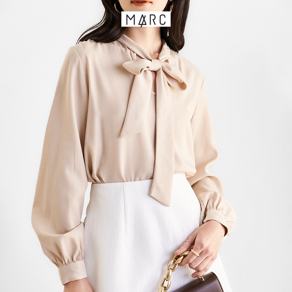 Mô tả Áo kiểu sơ mi nữ MARC FASHION tay dài thắt nơ CBMX019822 - 8