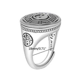 Nhẫn Bạc Khắc Biểu Tượng Âm Dương Phong Cách Vintage