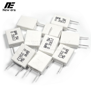 10 Chiếc BPR56 5W 0,001 0,1 0,15 0,22 0,25 0,33 0,5 ohm Điện trở xi măng gốm không cảm ứng 0,1R 0,15R 0,22R 0,25R 0,33R 0,5R