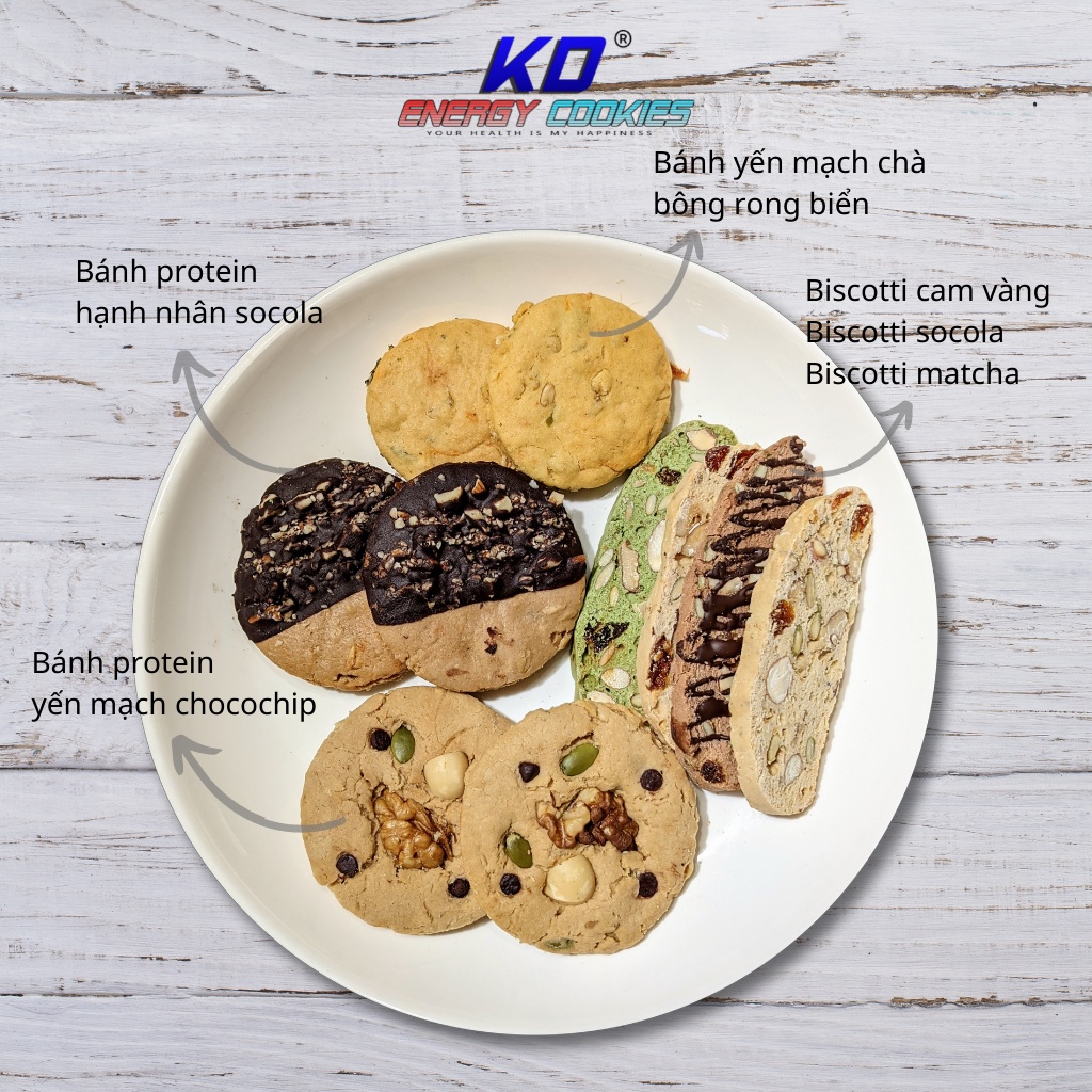 Bánh ăn kiêng túi mix 6 loại KD Shop, bánh quy hỗ trợ giảm cân 590g/ túi