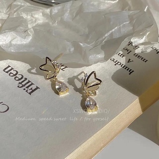 Bông Tai Hình Giọt Nước Đính Đá Opal Nhẹ Nhàng