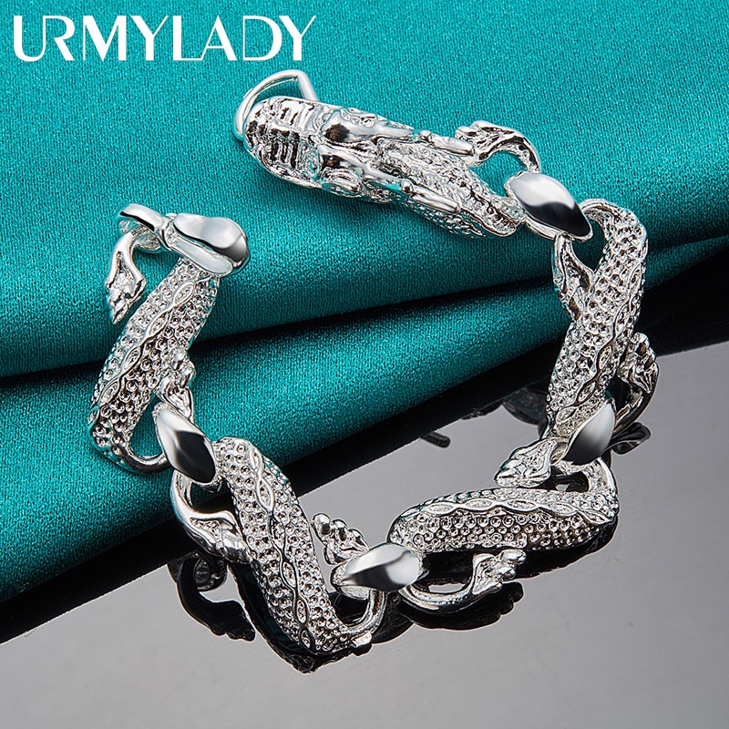 URMYLADY Bạc 925 Vòng Tay Rồng Vòng Tay Vòng Tay Cho Nam Nữ Trang Sức Lễ Kỷ Niệm Tiệc Quà Tặng Giáng Sinh