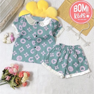 [ 10KG - 31KG ] Đồ Bộ Bé Gái Mặc Nhà Pijama Lụa Cao Cấp Tay Ngắn - Chất Liệu Lụa-BM10