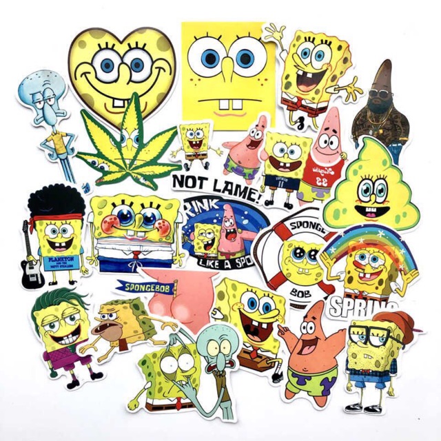 Sticker bọt biển tinh nghịch 30-60 cái ép lụa / hình dán Spongebob ...