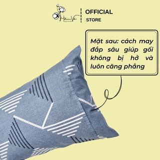 Vỏ gối nằm Cotton HÂN VÕ 50x70 cm họa tiết kẻ cao cấp, áo gối thoáng mát, mềm mại