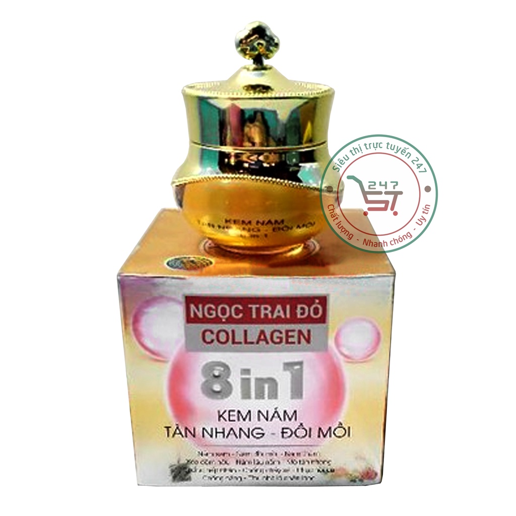 Kem Nám Tàn nhang Đồi mồi Ngừa nhăn Se khít lỗ chân lông Saieho Ngọc trai đỏ 8in1 25g (vàng-cam)