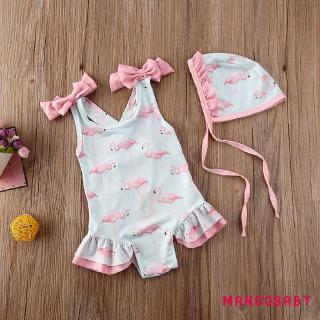♬Mg♪-Toddler Bé Gái Bé Gái Flamingo Đồ Bơi Đồ Bơi Đi Biển Rom Quần Áo Mũ Trang Phục