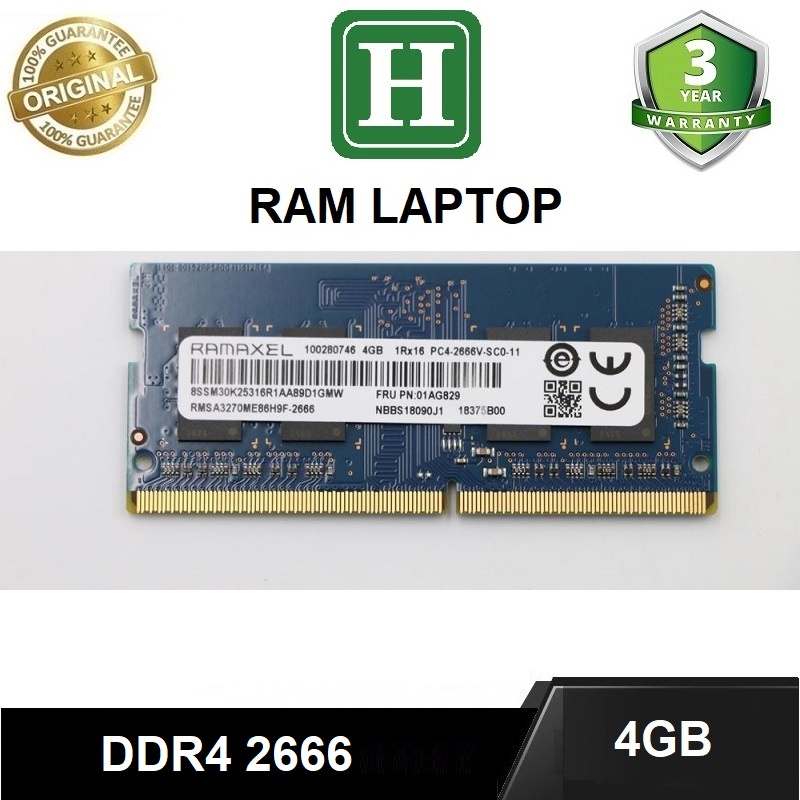 Ram Laptop DDR4 4GB BUS 2666, hàng tháo máy chính hãng, bảo hành