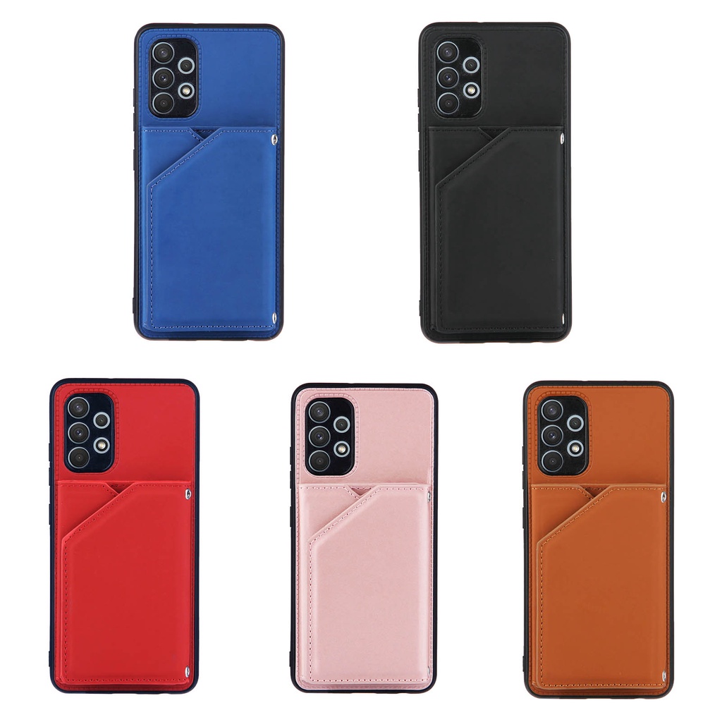 For Samsung Galaxy S21 FE A52 A72 A12 A32 A02s M12 M02s 5G 4G Vỏ Điện Thoại Da Mềm Bao Da Ví Đựng Thẻ Màu Trơn Ví Túi Xách Túi Xách