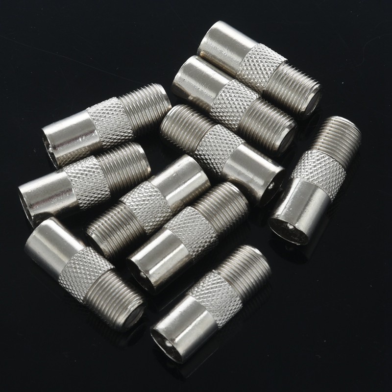 10 Cái Thẳng Kim Loại F Loại Nữ Sang Tivi PAL Nam RF Kết Nối Adapter