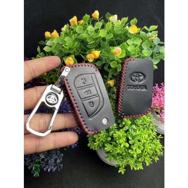 Bao da chìa khoá gập ô tô Toyota Fortuner 2019, Atis, Innova chìa gập 3 nút  Type 2- Toy30 6B3