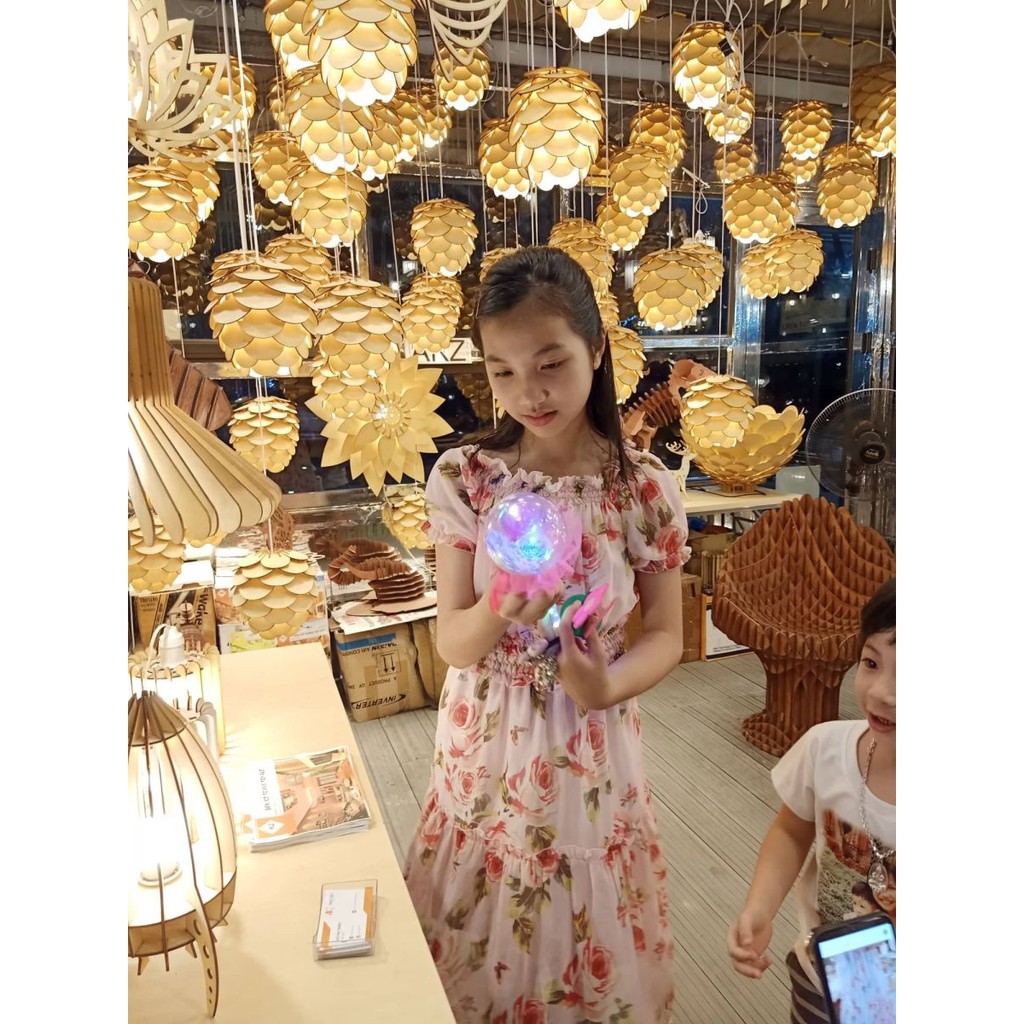 đèn thả trần gỗ DIY dáng quả thông D27cm