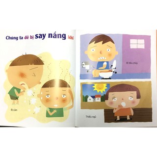 Sách Ehon Nhật Bản - Các bệnh thường gặp tập 2 -Tại sao con bị say nắng?