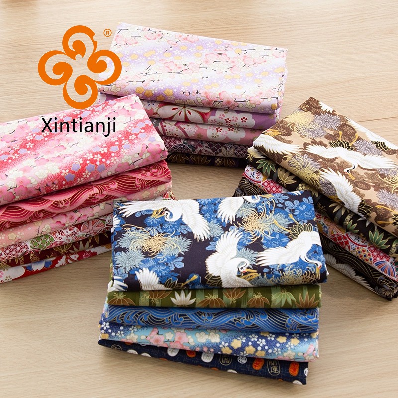 Vải cotton bằng đồng Vải in hình Nhật Bản cho Kimono Vật liệu may tay tại nhà 50x145cm TJ1023