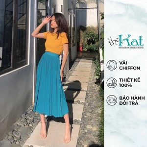 Chân Váy Xếp Ly Lá Trúc The Kat House, mềm mại, dịu dàng từ form dáng, chất liệu và họa tiết dập ly