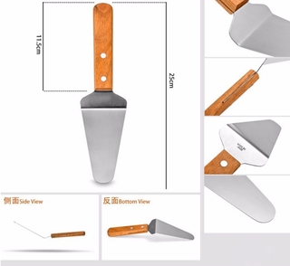 Xẻng Xúc Bánh Tam Giác Inox, Cán Gỗ