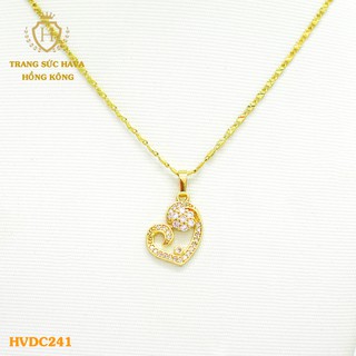 Dây Chuyền, Vòng Cổ Nữ Mặt Đính Đá, Titan Xi Mạ Vàng Non 24k Cao Cấp - Trang Sức Hava Hong Kong