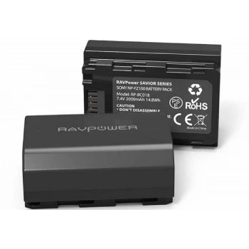 BỘ 2 PIN+SẠC ĐÔI SONY NP-FZ100 - RAVPOWER CHO MÁY ẢNH Sony A7 III, A7 IV,A7R III, A7R IV, A9, A6600.