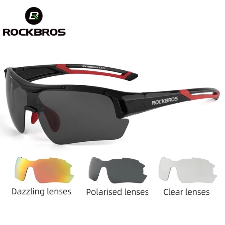 Kính đi xe đạp phân cực ROCKBROS Kính râm bảo vệ nam nữ UV400 với 3 ống kính có thể hoán đổi cho nhau