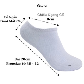 Combo 10 đôi vớ cổ ngắn nam nữ trơn GOMTAT, chất liệu mềm mịn êm chân, hút ẩm thoáng khí khử mùi - VOTRON-VNXK-CB10