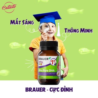 Viên uống DHA cho trẻ từ 7 tháng Brauer Baby & Kids Ultra Pure hỗ trợ phát triển não bộ hộp 60 viên