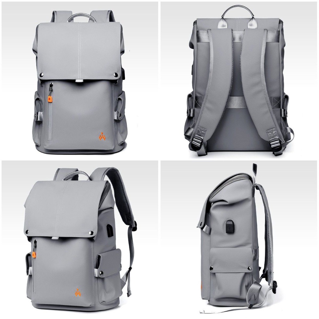 Men's Backpack USB Charge College Student 15.6 inch Laptop Notebook Schoolbag Simple Large-Capacity Travel Male Mochila Brand
