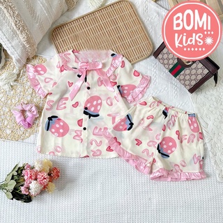 [ 15Kg - 35KG ] Đồ Bộ Bé Gái Pijama Lụa Cao Cấp Tay Ngắn_BM06