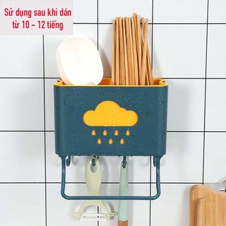 Ống đũa dán tường hình đám mây tiện dụng, Hũ đựng đũa nhà bếp không cần khoan tường