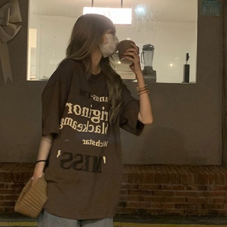 Áo thun HIIXIIVI 100% cotton tay ngắn cổ tròn in hình phong cách Hàn Quốc thời trang mùa hè 2022 cho nữ