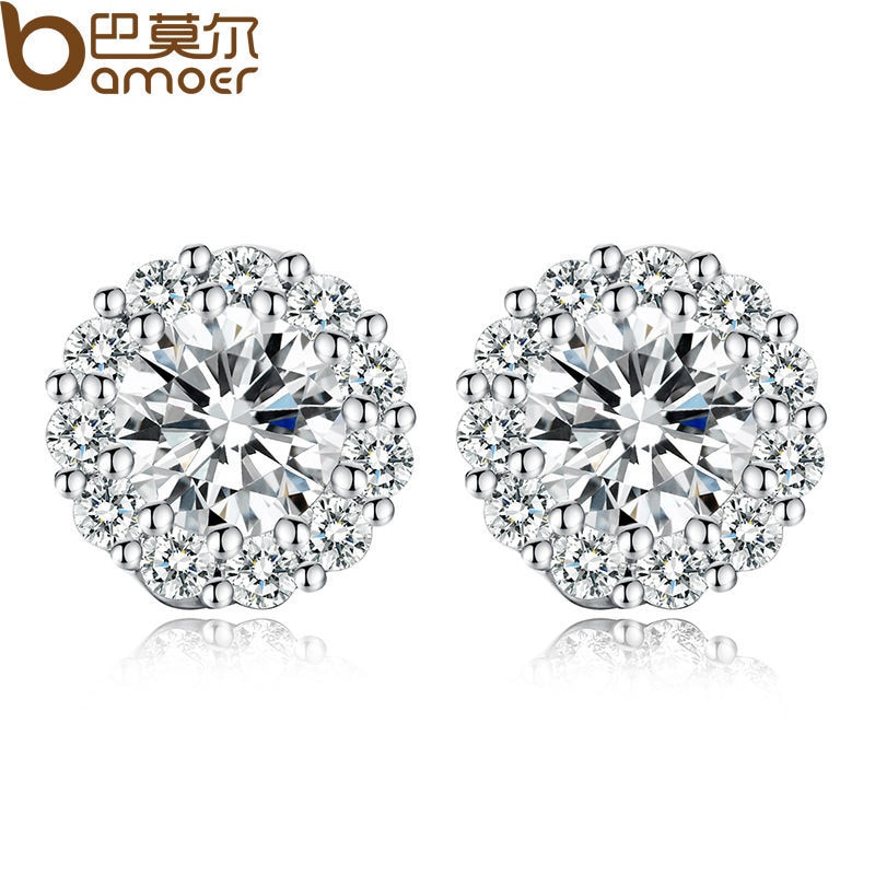 Bamoer Bông Tai Mạ Vàng Đính Đá zircon 10 Màu Lựa Chọn jie054