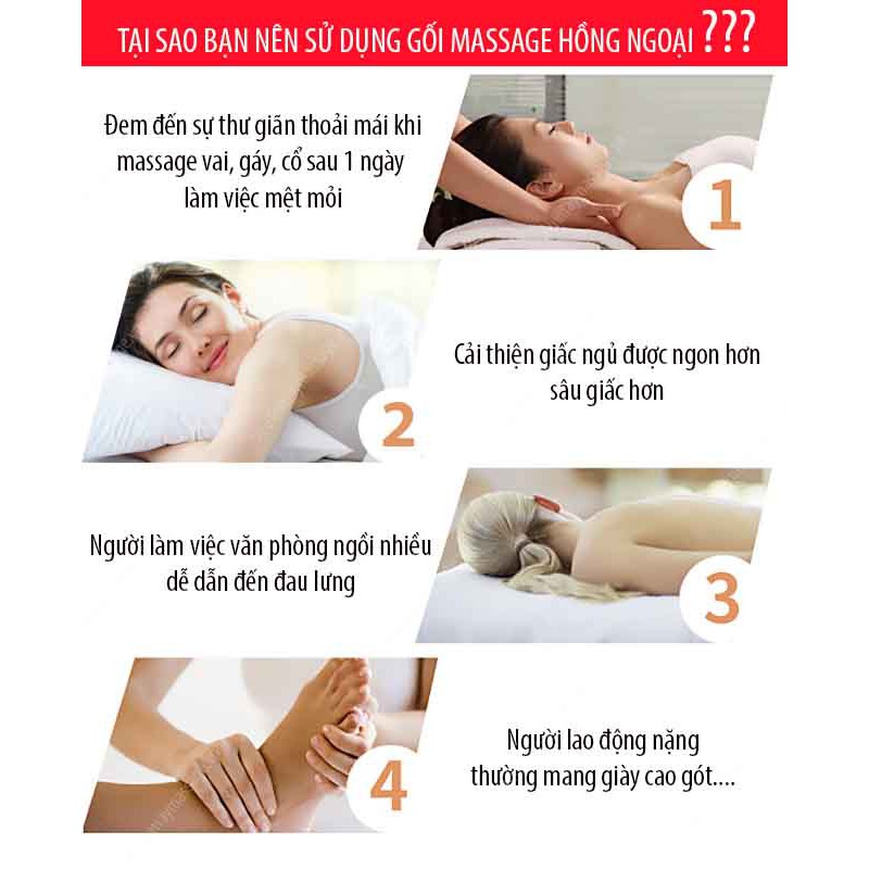 gối massaga hồng ngoại 8 bi  trị liệu vật lý hiệu quả.phù hợp mọi không gian phòng ngủ, sofa, ghế làm việc, ghế