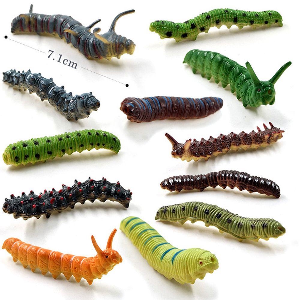 Bộ mô hình 12 con sâu róm đồ chơi nhựa dài 7cm độc đáo nhiều màu ...