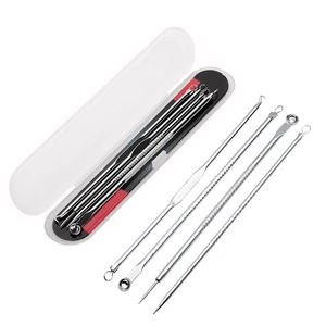 Bộ trang điểm 4 cái Nhíp + Kim loại bỏ mụn trứng cá / mụn đầu đen