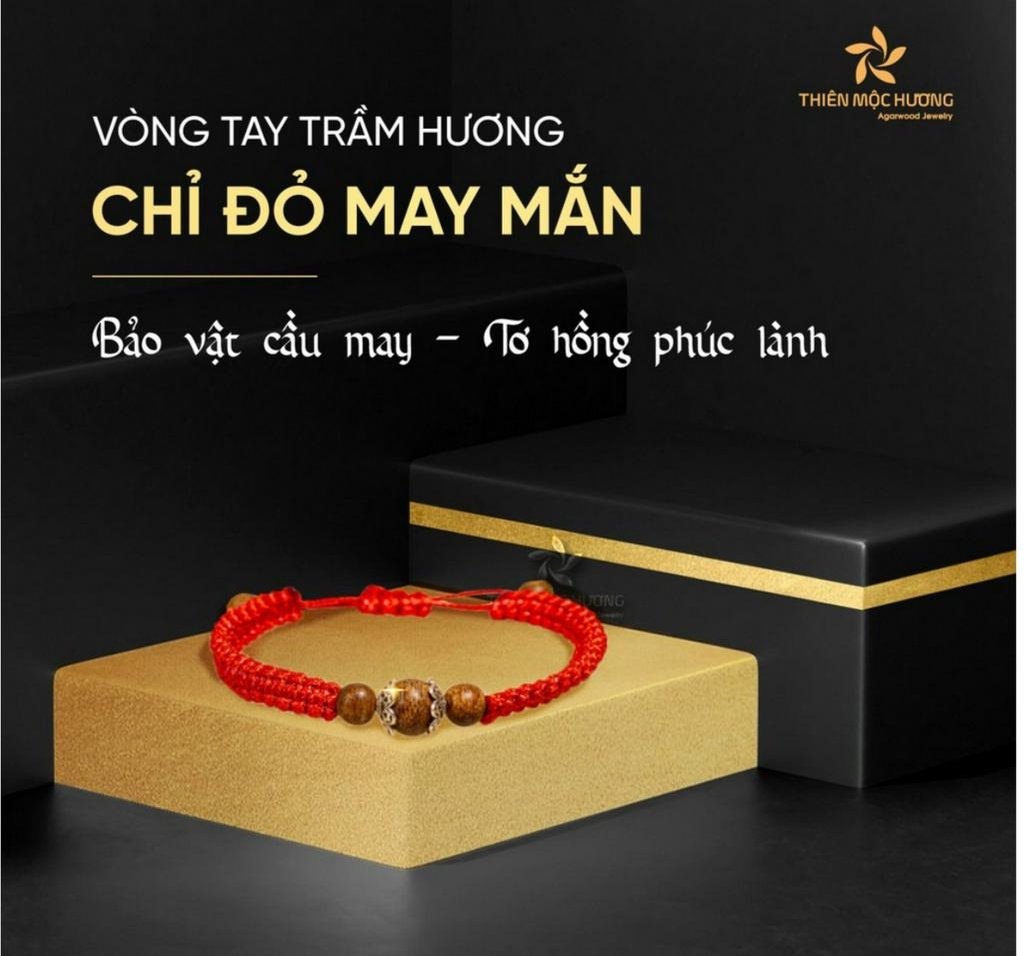 Mô tả Vòng tay trầm hương chỉ đỏ may mắn Ngọc Cầu Trầm THIÊN MỘC HƯƠNG thành công giàu sang hạnh phúc - 4