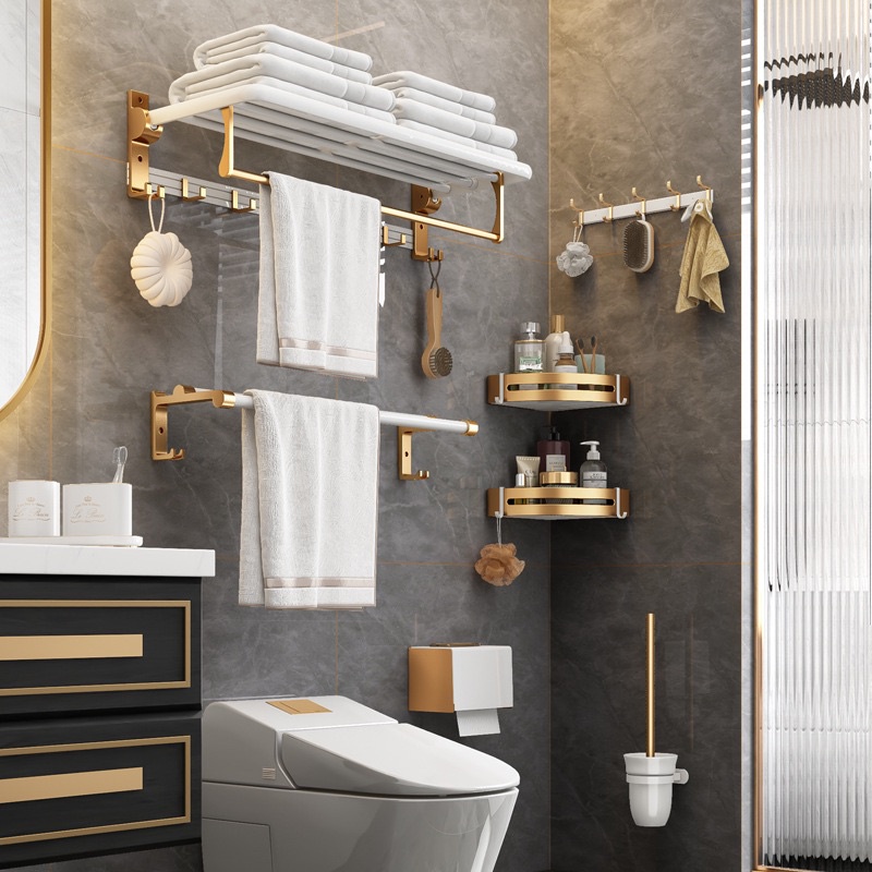 Ảnh Meidoo Phòng không khoan Khăn Rack Dày Platinum Lưu trữ Rack/Kim loại nhôm treo tường 2