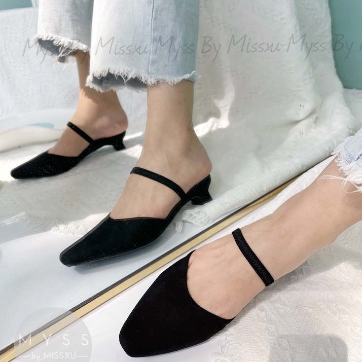 Giày cao gót nữ MYSS mũi vuông quai thun sau 3 cm thời trang - SU132
