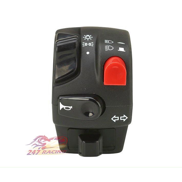 Cùm Công Tắc Trái Domino nút Đỏ gắn xe máy Sirius Exciter Wave Dream Sonic Satria...