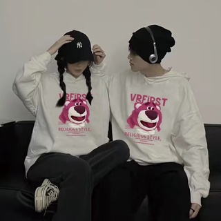 Áo Hoodie Tay Dài Dáng Rộng In Họa Tiết Hoạt Hình Gấu Dâu Tây Dễ Thương Thời Trang Cho Nam Và Nữ Size M-3XL