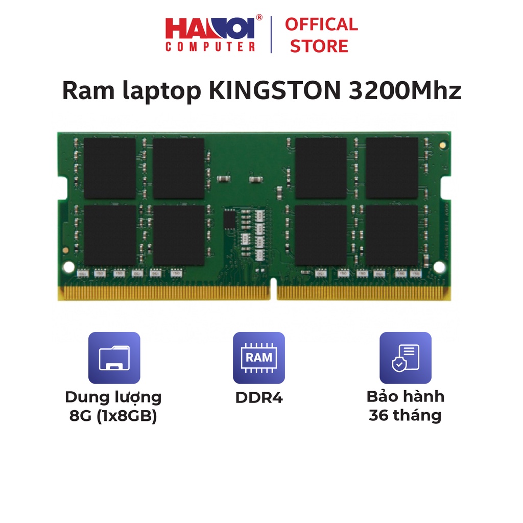 Ram Laptop Kingston (KVR32S22S6/8) 8GB (1x8GB) DDR4 3200Mhz bảo hành 3 năm