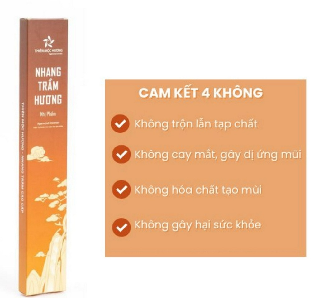 Mô tả Nhang trầm hương sạch Thiên Mộc Hương 8 - 12 năm tích trầm, ít khói, thơm nhẹ, dễ chịu, dài 30cm - 3