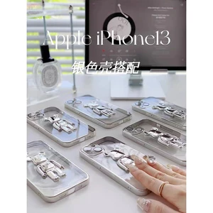 Mạ sang trọng Bearbrick Giá đỡ điện thoại di động Vỏ điện thoại bảo vệ ống kính máy ảnh cho iphone 15 14 15plus 14pro 13 Pro Max i13 13pro 11ProMax i11 iX Xs XR Xs Max 12Pro 12 Pro Max