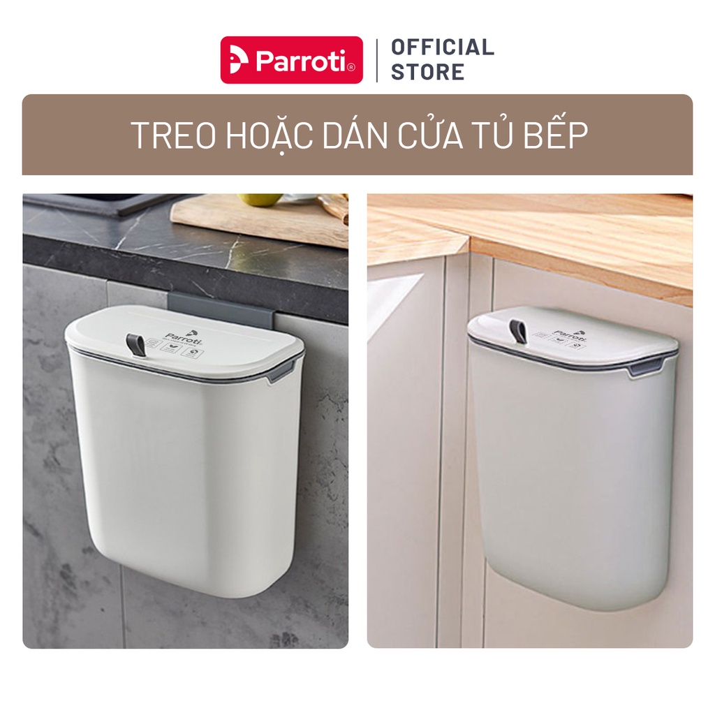 Ảnh Thùng rác treo tủ bếp, thùng rác nhà tắm dán tường, có nắp đậy thông minh - Parroti Bin BN02 3
